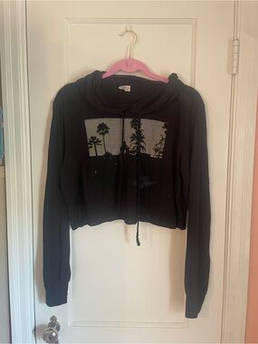 Eagles “Hotel California” Black Cropped Hoodie T-Shirt - Women